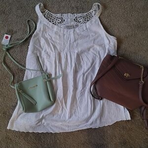 3-1 Bundle Women Rainbow White Sleeveless Camisole with Lace Trim